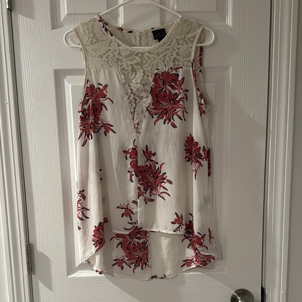Worthington Red Asymmetrical Sleeveless Blouse